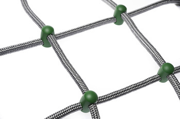 Siatka do wspinaczki szara z zielonymi łącznikami