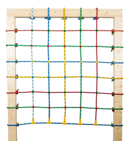 Siatka do wspinaczki kolorowa z czarnymi łącznikami