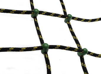 Siatka do wspinaczki czarno-żółta z zielonymi łącznikami