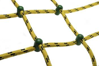 Siatka do wspinaczki żółto-czarna z zielonymi łącznikami