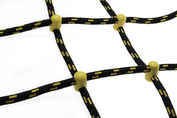Siatka do wspinaczki czarno-żółta z żółtymi łącznikami