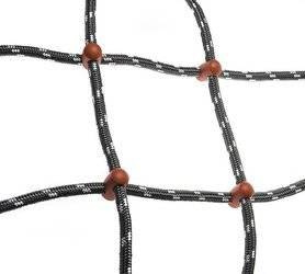 Siatka do wspinaczki ciemno szara z czerwonymi łącznikami