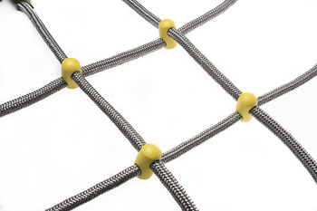 Siatka do wspinaczki szara z żółtymi łącznikami