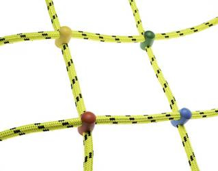 Siatka do wspinaczki żółta z pastelowymi  łącznikami