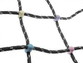 Siatka do wspinaczki ciemno szara z pastelowymi łącznikami