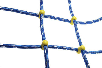 Siatka do wspinaczki niebiesko-biała z żółtymi łącznikami